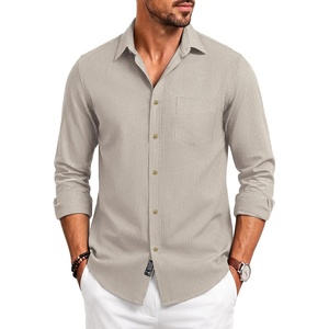 PJ PAUL JONES Mens Button Down Long Sleeve Shirts Casual(Cream)