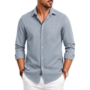 PJ PAUL JONES Mens Button Down Long Sleeve Shirts Casual(Light Gray Blue)