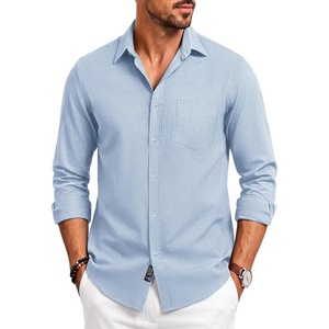 PJ PAUL JONES Mens Button Down Long Sleeve Shirts Casual(Sky Blue)