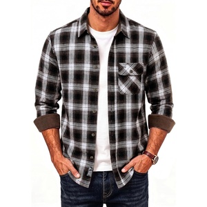 PJ PAUL JONES Men’s Cotton Flannel Long Sleeve Button Down Plaid Work Shirt(Beig Black)