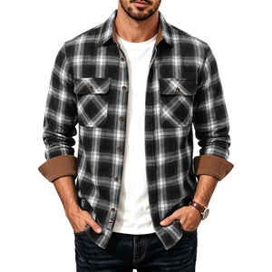 PJ PAUL JONES Men’s Cotton Flannel Long Sleeve Button Down Plaid Work Shirt(Black Ombre)