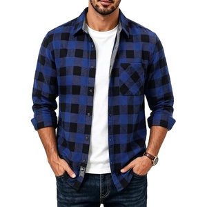 PJ PAUL JONES Men’s Cotton Flannel Long Sleeve Button Down Plaid Work Shirt(Bright Blue Black)