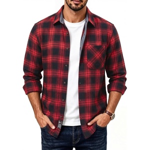 PJ PAUL JONES Men’s Cotton Flannel Long Sleeve Button Down Plaid Work Shirt(Classic Red Black)