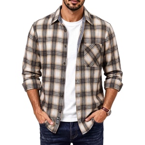 PJ PAUL JONES Men’s Cotton Flannel Long Sleeve Button Down Plaid Work Shirt(Navy Cream Plaid)