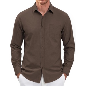 PJ PAUL JONES Mens Dress Shirts Casual Button Down Untucked Shirts for Men(Light Coffee)