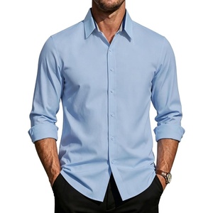 PJ PAUL JONES Mens Dress Shirts Long Sleeve Wrinkle Free Button Down Shirt(Sky Blue)