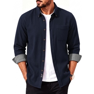 PJ PAUL JONES Mens Flannel Button Down Shirts 100% Brushed Cotton(Navy Blue)