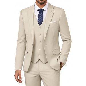 PJ PAUL JONES Suits for Men 3 Piece Classic Fit Suit Set Dress Tuxedo Suit(Apricot)