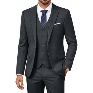 PJ PAUL JONES Suits for Men 3 Piece Classic Fit Suit Set Dress Tuxedo Suit(Dark Gray)